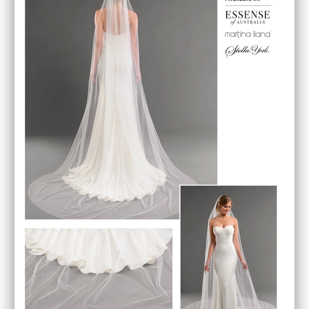 NWT Stella York Cathedral Glitter Veil – Retail $525